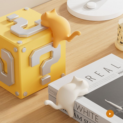 Cute Cat Table Edge Sticky Hook Bag & Key Holder