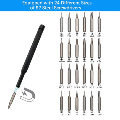 25-in-1 Mini Precision Screwdriver Set - Magnetic Tool Kit for Xiaomi, iPhone, Laptop, Watches, Multi-Purpose with Magnetic Screwdriver Bits